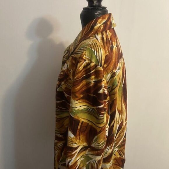Additions by Chico Brown/Tan/Green Floral 5 button blazer, size 3/16 - Picture 2 of 4